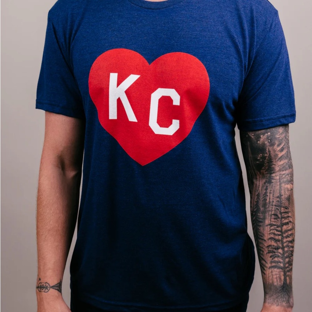 Charlie Hustle Navy KC Heart Tee